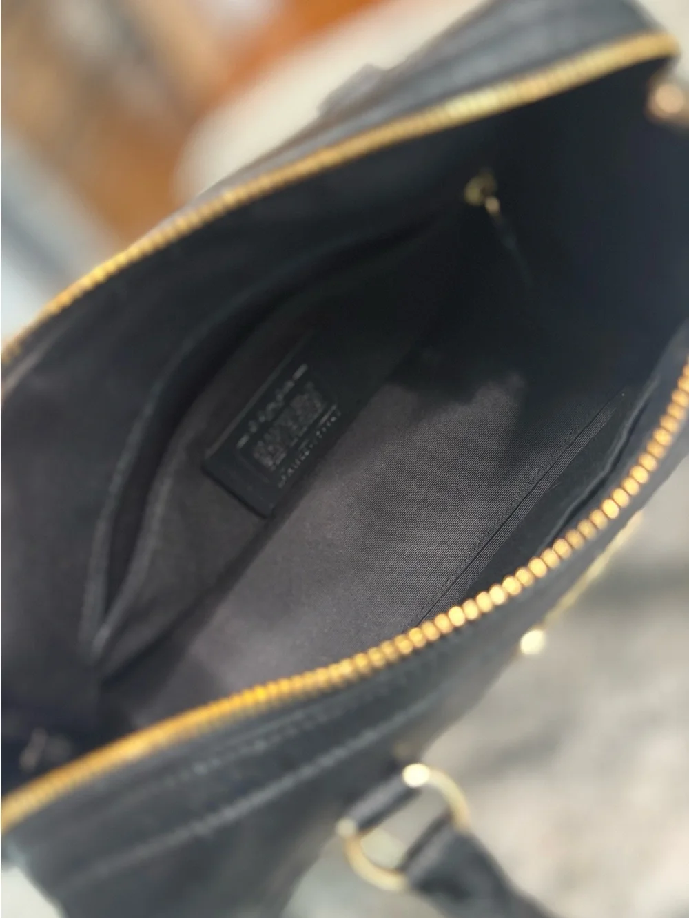 Coach Medium Rowan Black Leather Satchel with Gold-Hardware and Crossbody strap